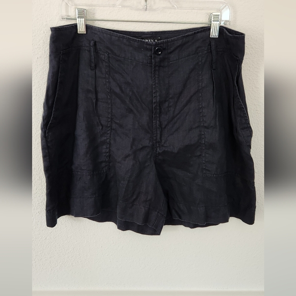 Lauren Ralph Lauren Black Linen Shorts 12 - Picture 1 of 8